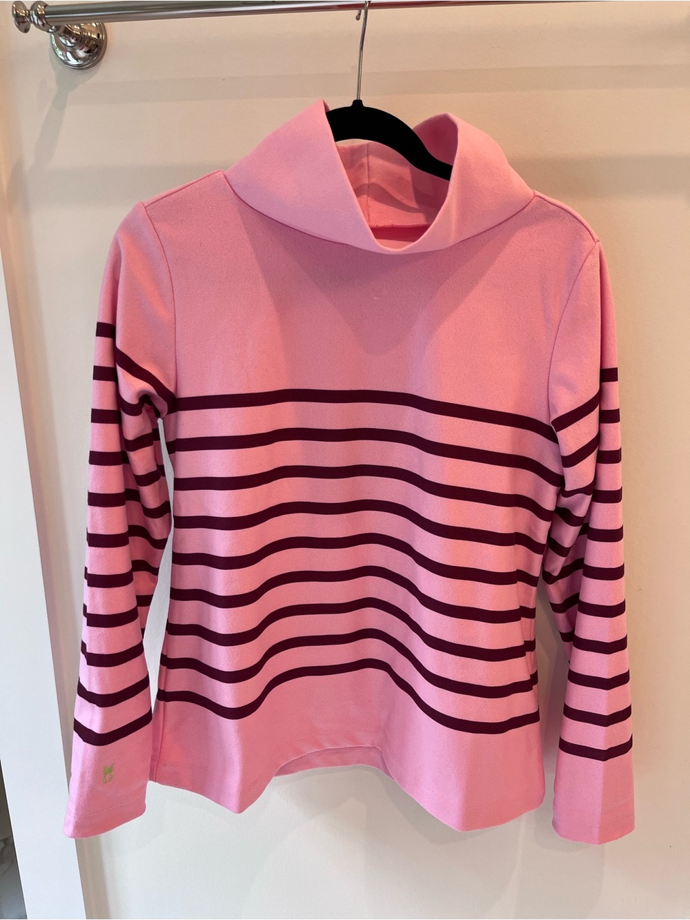 Dudley Stephens Pink Greenpoint Striped Cowl Neck Sweater